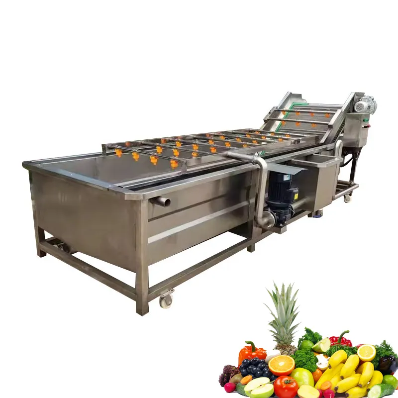 वाणिज्यिक निरंतर जल स्प्रे पालक सब्जी ओजोन बुलबुला वॉशिंग मशीन औद्योगिक फल सब्जी वॉशिंग मशीन