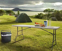 Table pliante rectangulaire portable en plastique HDPE blanc pour événements et fêtes en plein air