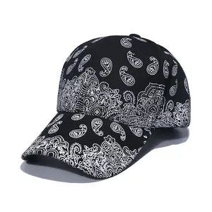 HZM-50076 Hommes et femmes casquette de baseball chapeaux hip hop chapeau noir et blanc fleur de cajou bend street dance unisexe casquette de baseball