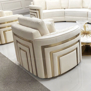 Set Sofa Modular 7-Kursi Mewah Berbentuk Lengkung dari Kain dengan Busa Berumbai untuk Furnitur Ruang Tamu yang Nyaman - Product Image 3