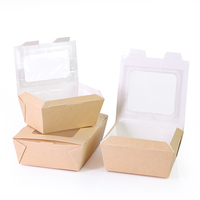 Caja de Papel Kraft Corrugado de Grado Alimenticio para Llevar Comida, con Ventana para Ensaladas y Comidas Rápidas