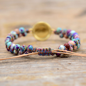 Purple Imperial Stone <b>Opal</b> Double Layer Hand Woven Friendship <b>Bracelet</b> Adjustable Jewelry Gift - Product Image 4