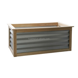 Bac à jardin <span class=keywords><strong>surélevé</strong></span> en métal galvanisé et bois pour une utilisation en extérieur à la maison, facile à assembler pour la culture de fleurs, d'herbes et de légumes - Product Image 1