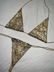 Maillots de bain personnalisés en gros pour femmes, bikini brillant avec strass, micro-string sexy, deux pièces, maillot de bain à paillettes, 2 maillots de bain - Product Image 6