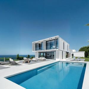 Villa <span class=keywords><strong>moderne</strong></span> <span class=keywords><strong>en</strong></span> acier léger à plusieurs niveaux Maisons préfabriquées à construction rapide pour des retraites côtières et au bord du lac pour des centres de villégiature ou des appartements - Product Image 3