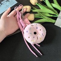 Porte-clés en peluche donut mignon avec breloque chocolat, pendentif de sac en forme de nourriture douce, mousqueton cœur, cadeau pour enfants