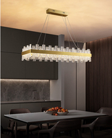 Acier inoxydable de style américain lampes en cristal rectangulaire salle à manger pendentif lampe lustre