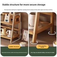Présentoir à tasses sur pied en bambou à 4 niveaux, support à verres, rangement pour brosses à dents pour cuisine, chambre, dortoir, bureau, vente en gros, personnalisable, OEM