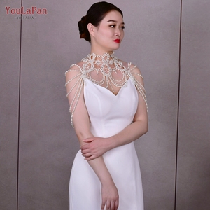 YouLaPan VG09A Boléro de mode avec chaîne à pampilles de perles, décoration faite main, collier de perles blanches, châle de <span class=keywords><strong>mariage</strong></span> pour femme - Product Image 5