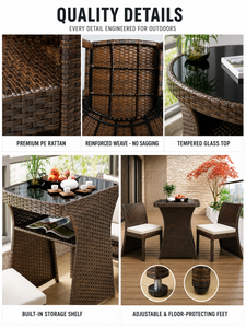 Ensemble <span class=keywords><strong>de</strong></span> meubles <span class=keywords><strong>de</strong></span> patio d'extérieur 3 pièces, chaise <span class=keywords><strong>en</strong></span> rotin, table pliante, camping, café, portable, plage, <span class=keywords><strong>jardin</strong></span>, balcon, luxe léger - Product Image 6