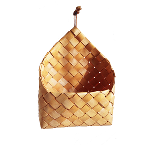 Simple wood <strong>wicker</strong> woven hanging sundries <strong>storage</strong> <strong>basket</strong> - Product Image 4