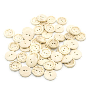 กระดุมไม้ Flatback แบบกำหนดเอง,สีธรรมชาติทรงกลม15มม. 20มม. 25มม. 2รูสำหรับงานตัดเย็บ DIY - Product Image 1