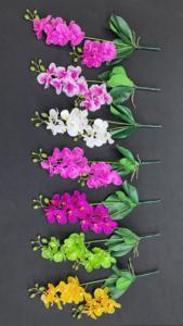 ZY2074 ZUOYI 57CM 2 rami 12 teste in lattice artificiale orchidea fiore con foglia per fiori di nozze - Product Image 3