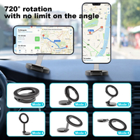 Support de téléphone magnétique tout métal, étanche et flexible pour voiture, rotation à 360°, universel pour tableau de bord et bureau, support de téléphone portable réglable en hauteur