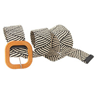 Cinturón tejido de paja estilo Mori Girl para mujer, cinturón tejido con hebilla Simple para vestido