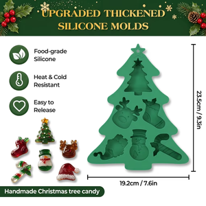 Molde de silicona para decoración de pasteles con forma de árbol de Navidad, muñeco de nieve y alce, apto para alimentos (LFGB), antiadherente, sin BPA. - Product Image 2