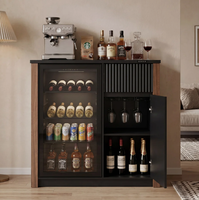 Mini-réfrigérateur avec prise électrique, meuble bar à café avec espace réfrigérateur, buffet avec porte-bouteilles et étagères de rangement