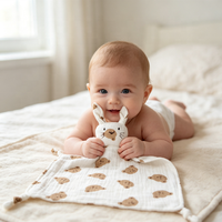 Couverture bébé en pur coton imprimé motif animal, en tissu crêpe double couche, confortable pour le sommeil, également serviette de bave en mousseline pour bébé