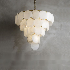 Modern Natural <strong>Alabster</strong> Pendant Light Home Decor Luxury Hanging Lamp Living Room Large Round Modern Brass Chandelier - Product Image 6