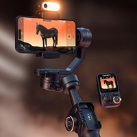 Hohem M7 Stabilisateur Cardan à Suivi IA 3 Axes pour Téléphone, avec Lumière d'Appoint, Écran Tactile Amovible de 1,4 Pouce et Télécommande