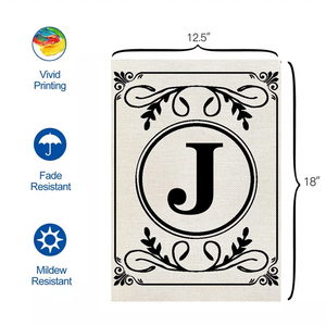 Bandera de Jardín Personalizada con Inicial, Producto Promocional, 12x18 Pulgadas, Lino, Doble Cara, Monograma, Apellido, Decorativa - Product Image 5