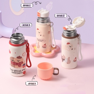 Gourde isotherme en acier inoxydable à double paroi pour enfants, 450 ml, motif dessin animé, avec couvercle sans BPA et paille anti-fuite - Product Image 6