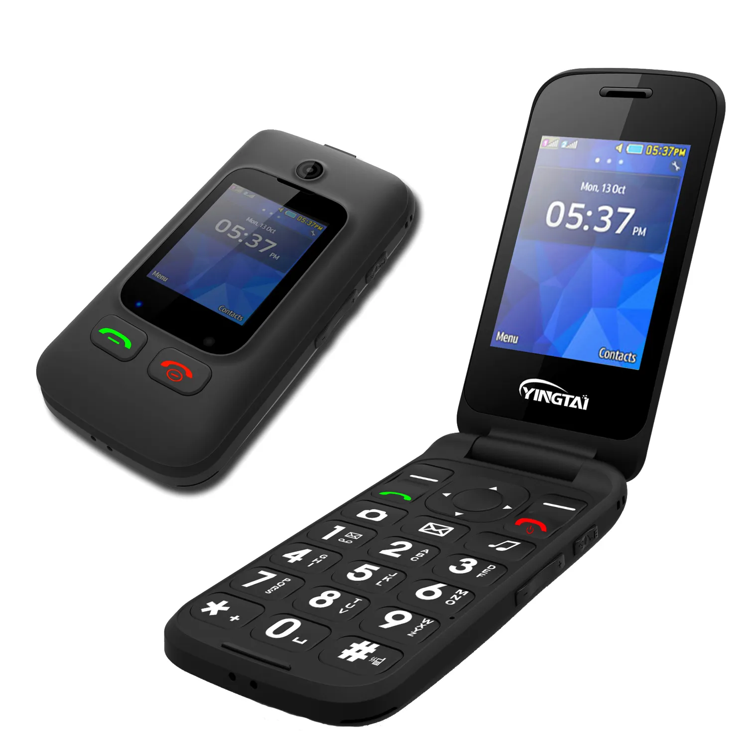 Android sistemi 2.8 inç çift sim flip kıdemli telefon 4g MTK 6739 çift sim telefon yaşlılar için akülü flip büyük tuş takımı cep telefonu