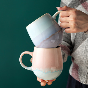 Nordic Persoonlijkheidsgradiënt Reactieve Glazuur Grote Thuis Latte Melkpaar Kopjes Keramische Koffiemokken Voor Cadeau - Product Image 3