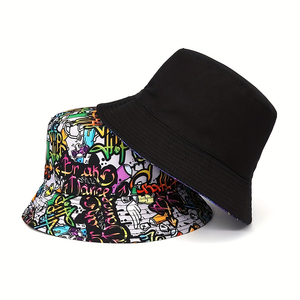 OEMデザインカスタムパターン両面リバーシブルユニセックスバケット帽子ポリエステル全面印刷日焼け防止帽子 - Product Image 1