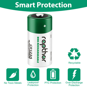 بطاريات ليثيوم رابتور 1800 مللي أمبير CR123A 3 فولت، بطاريات CR123 CR17345 للتصوير الفوتوغرافي، مناسبة للمصابيح اليدوية وأجهزة كشف الدخان وأنظمة الإنذار وغيرها (20 قطعة) - Product Image 4