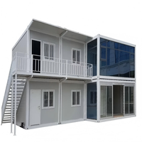 Mini maison chalet en conteneur de luxe personnalisée de 16 pieds Maison moderne mobile préfabriquée en acier léger Petite maison villa en paquet plat