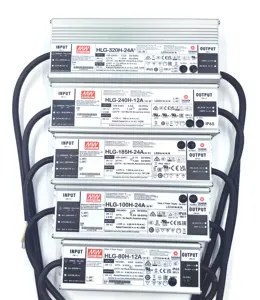 Fonte de alimentação comutada MeanWell HLG 80W 240W 320W 480W 600W Fonte de alimentação à prova d'água 12V 24V 36V 48V LED Driver de holofote