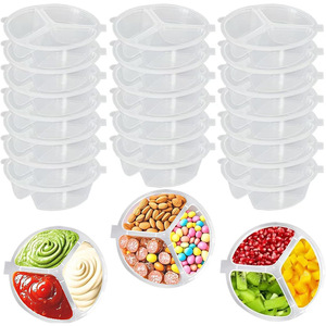 ภาชนะใส่ซอสแบบใช้แล้วทิ้ง 10 ชิ้น แบบหนา 3 ช่อง ปิดผนึกอย่างดี เกรดสำหรับอาหาร ภาชนะใส่ซอสแบบแบ่งช่อง - Product Image 1