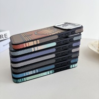 Nouvelle arrivée, coque de téléphone portable antichoc avec protection d'appareil photo, design paysage urbain estampé à chaud pour 16/17 Pro Max, PC + cuir PU