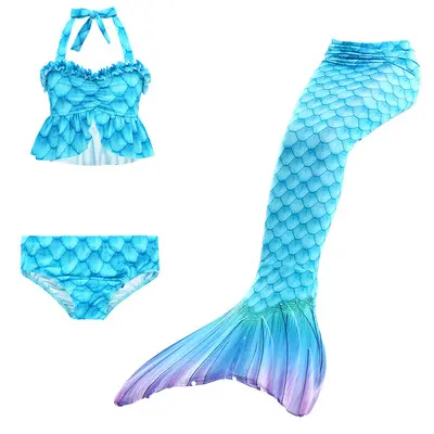 2022 Kids Children Mermaid Tails Little Girls Party Cosplay Costume Mermaid Swimwear Tails Baby Swimsuit 3 pieces Bikini Sets