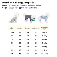 Combinaison tricotée quatre pattes pour chien, unie, en mélange de polyester premium, tailles XXS-XXL (1,5-13 kg), pour intérieur et extérieur, personnalisable OEM ODM