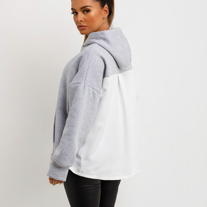 Sweat à capuche gris pour femme, grande taille, longueur intégrale, anti-plis, respirant, 100 % coton molletonné, idéal pour l'entraînement et la gym, excellente qualité - Product Image 1