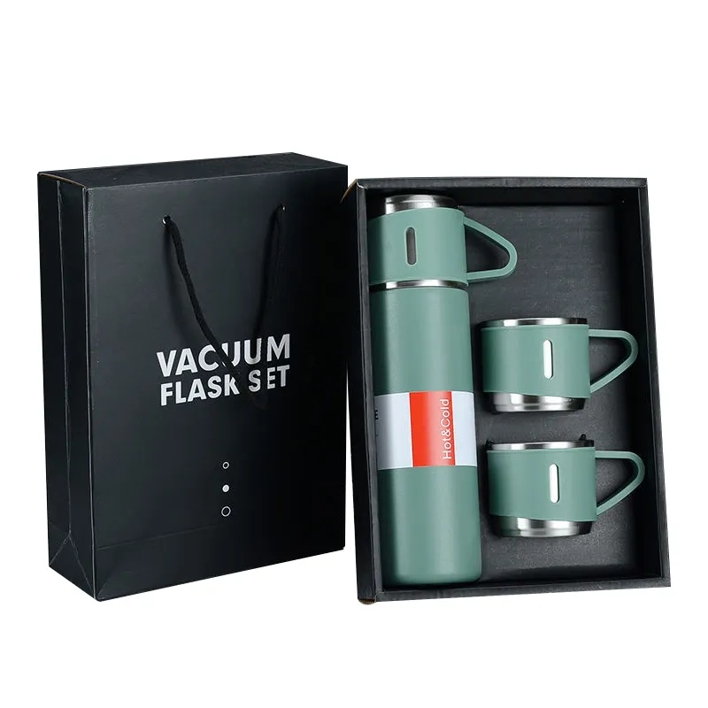 Gift Box 3pcs Outdoor Travel Coffee Tea Drinkware Stainless Steel Insulated Water Bottle Cup Vacuum Flask Set for Christmas Gift