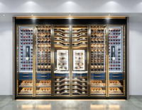 Vitrine à vin moderne en verre sur mesure avec panneaux décoratifs, meuble de présentation et de rangement écologique pour la maison