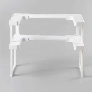 Estante de almacenamiento picante apilable de lujo, estante de especias extensible ajustable para condimentos, organizador de armario de despensa, estantes de cocina, blanco