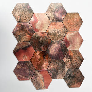 Ubin dinding logam desain segi enam Modern kustom kulit jeruk dan tongkat batu terlihat di dapur kamar mandi Backsplash ketebalan 4mm - Product Image 1
