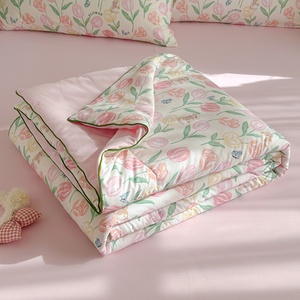 Trapunta Estiva in Cotone Lavato con Filato Stropicciato, Piuma e Seta, Morbida, Lavabile in Lavatrice, Sottile, Stile Moderno e Semplice, Transfrontaliero - Product Image 3