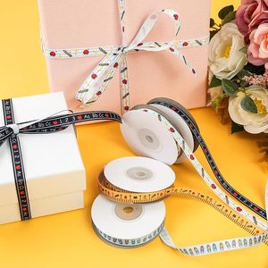 Cinta de satén estampada a doble cara para la vuelta al cole, al por mayor, con patrón de alfabeto, regla y lápiz, 100% poliéster, decoración para mochilas escolares - Product Image 5