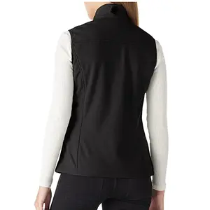 Colete feminino leve com zíper, sem mangas, softshell, à prova de vento, para corrida, caminhadas, golfe