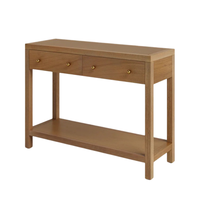 Tables consoles modernes en bois massif d'acacia, résistantes aux taches, personnalisables en gros, avec 2 tiroirs de rangement pour villas, hôtels et salons.