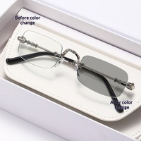 Nouvelles Lunettes Photochromiques Sans Monture YULI pour Femmes, Anti-Lumière Bleue, Légères, Tendance, Motif Floral Ondulé Punk, Fil Doré
