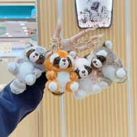 Porte-clés en peluche raton laveur Kawaii, pendentif de sac à dos en forme d'animal mignon, petit jouet, poupée de machine à griffes, cadeaux en gros