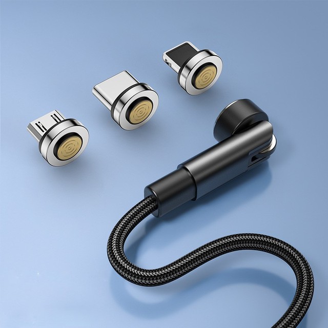 540 Rotate Magnetic Aluminum Alloy Cable 3A Fast Charging Micro USB Type C Cable Charging Cell Phone 3 in 1 Magnetic Charger
