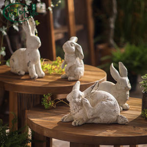 Vintage Rabbit Decorative <b>Ornaments</b> 4Pcs Resin Rustic Style For Living Room <b>Easter</b> Decoration - Product Image 1