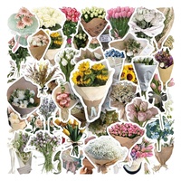 Ensemble d'autocollants imperméables à l'eau pour scrapbooking, album, journal et décoration d'écouteurs, motif bouquet de fleurs, style dessin animé